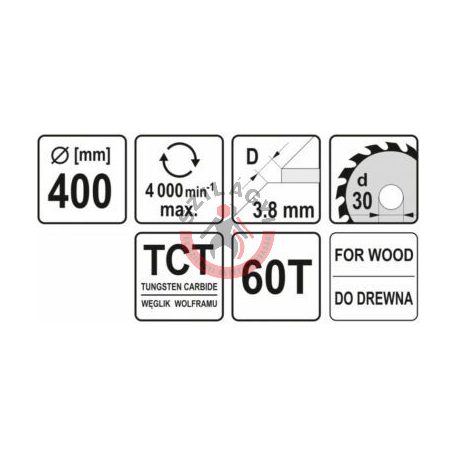 Körfűrésztárcsa (fa) 400x30x3,8mm T60
