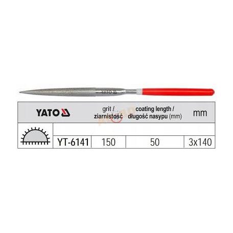 Gyémánt tűreszelő 3x140x50mm félkör