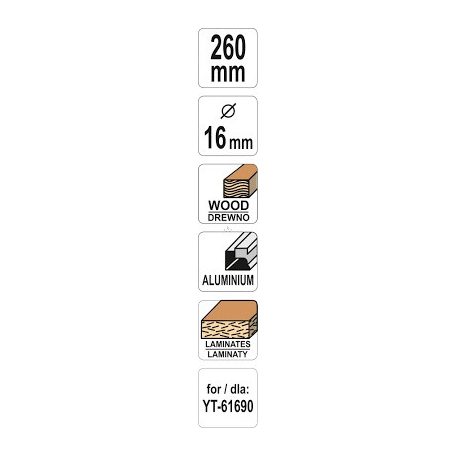 Gipszkartongyalu betét 260mm D16mm (YT-61690-hez)