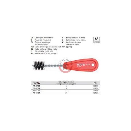 Rézcső belső tisztító kefe 22mm