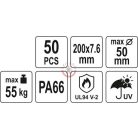 Kábelkötegelő 200x7,6 mm, fekete, 50 db/csomag