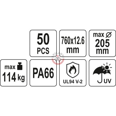 Kábelkötegelő 400x7,6 mm, fekete, 50 db/csomag