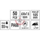 Kábelkötegelő 430x7,6 mm, fekete, 50 db/csomag