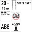 Acél mérőszalag 20m/13mm