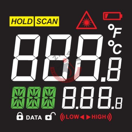 Lézeres hőmérő -50 °C +650 °C UV LED