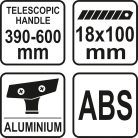 Üvegkaparó teleszkópos nyéllel 390-600 mm