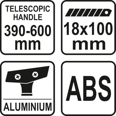 Üvegkaparó teleszkópos nyéllel 390-600 mm