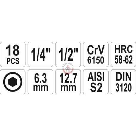 Rátűzőkulcs készlet IMBUSZ 1/4" 1/2" 18 részes