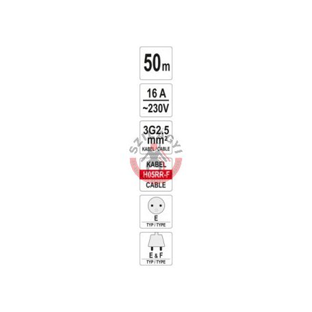 Kábeldob 3x2,5 mm 50 m IP 44