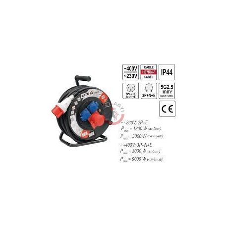 Hosszabító kábeldob 5x2,5 mm 240/400 V IP44 25m