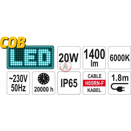 Hordozható LED reflektor 20W