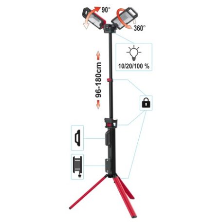 Akkus LED dupla reflektor állvánnyal 5000 lm, 96-180cm