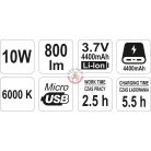 LED reflektor 10W tölthető 3.7V 4400mAh (Powerbank)
