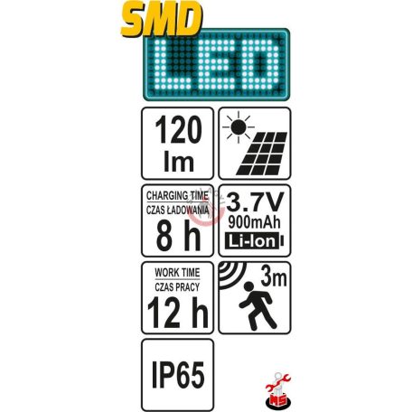 Kültéri LED-es fali lámpa 3.7V 900mAh 120lm