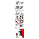 Fúrókalapács 1300W SDS-Max, 20 Joule + koffer