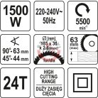 Kézi körfűrész 1500W 185mm