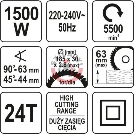 Kézi körfűrész 1500W 185mm