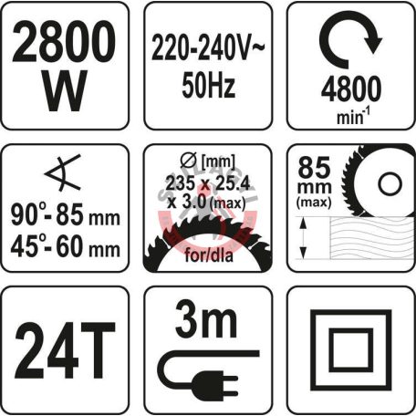 Elektromos kézi körfűrész 2800 W /235 mm
