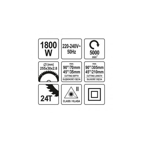 Csúszósínes gérvágó 1800 W (o 255 mm)
