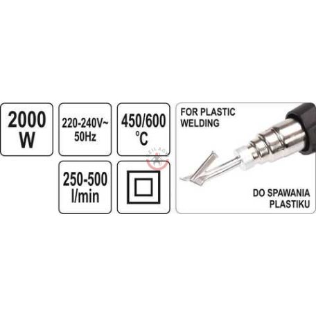 Hőlégfúvó 2000W 450-600°C