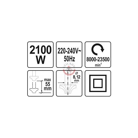 Elektromos felsőmaró, 2100 W, 8/12mm