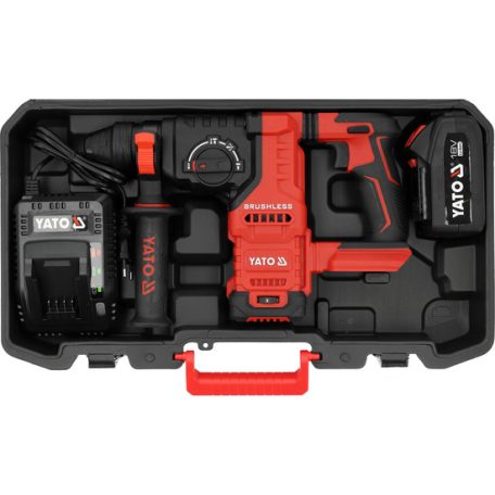 Akkus fúrókalapács SDS+, 18V, 1x4Ah akkuval, töltővel, szénkefementes