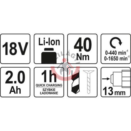 Akkus fúrócsavarozó 18 V Li-ion (2,0 Ah akku + töltő)
