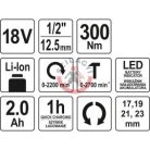 Akkus ütvecsavarozó 18V 1/2" 300Nm