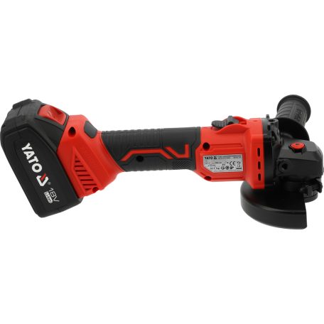 Akkumulátoros sarokcsiszoló szénkefementes 125 mm 18 V ( 4 Ah akku + 2 Ah töltő)