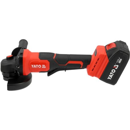 Akkumulátoros sarokcsiszoló szénkefementes 125 mm 18 V ( 4 Ah akku + töltő)