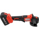 Akkumulátoros sarokcsiszoló szénkefementes 125 mm 18 V ( 2x4 Ah akku + töltő)
