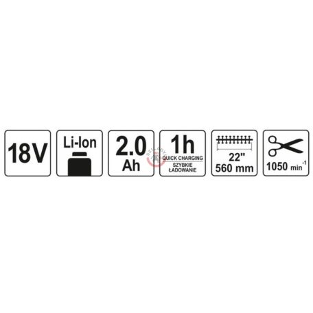Akkus sövényvágó 18 V Li-Ion 2,0 Ah akku + töltő