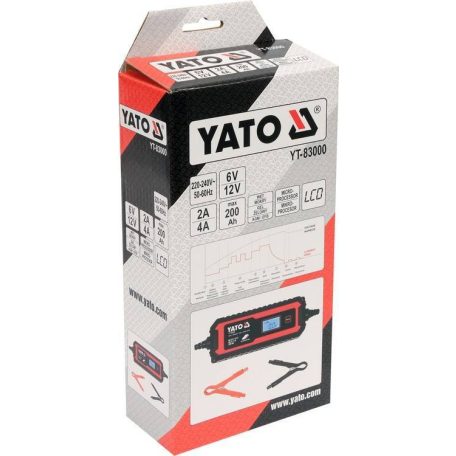 Akkumulátor töltő 6/12 V 2/4 A max. 200 Ah LCD kijelző