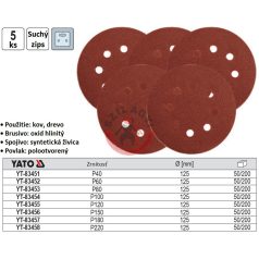 Csiszolótárcsa tépőzáras lyukas 125mm P100