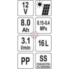 Akkus és napelemes háti permetező szett 16 liter ( 12 V/ 8,0 Ah )