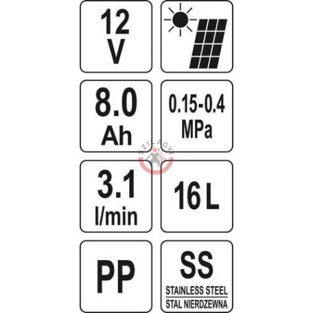 Akkus és napelemes háti permetező szett 16 liter ( 12 V/ 8,0 Ah )